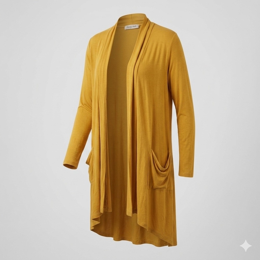 Lovely Souls Duster Cardigan Boho Minimalist Longline Women Large Yellow